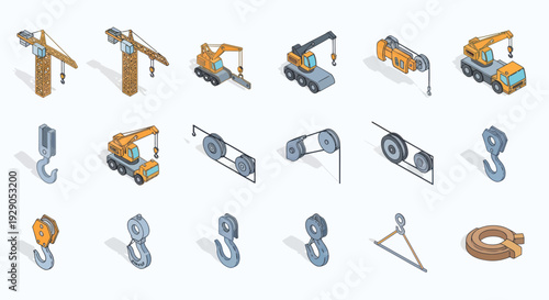 Construction Equipment and Machinery Icons Set.