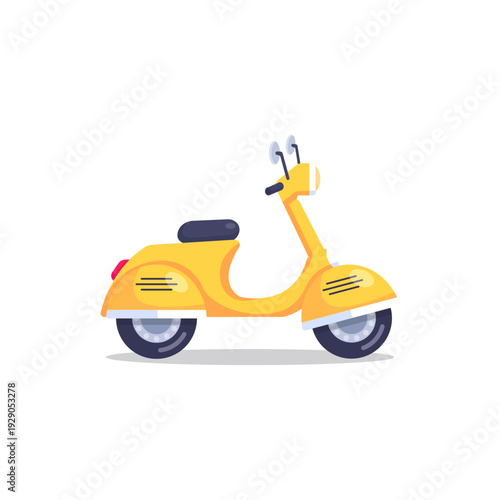 Yellow Retro Scooter Flat Vector Illustration