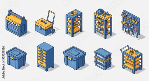 Collection of 3D Illustrated Storage Units.