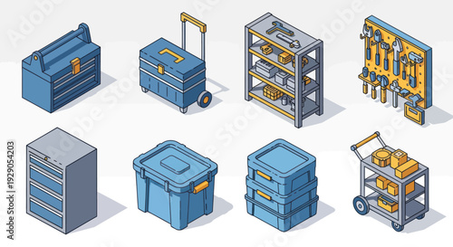 Collection of Storage Containers and Furniture.