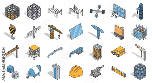 Collection of Various 3D Construction Elements.