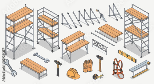 Scaffolding and Construction Tools Illustration.