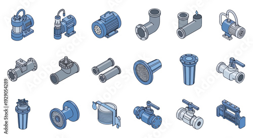 Hydraulic Pumps and Valves Collection Industrial.