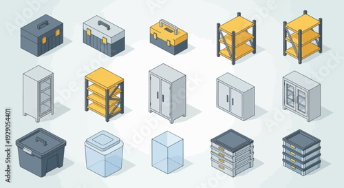 Collection of Various Shipping Containers Illustrated.
