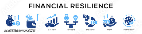 Glyphcolor - Financial Resilience web banner icon vector illustration concept