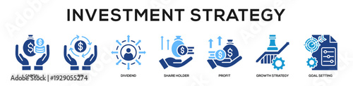 Glyphcolor - Investment Strategy web banner icon vector illustration concept
