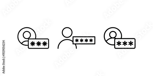 User account with password field showing asterisks. Person profile login with hidden characters for security. Confidential access