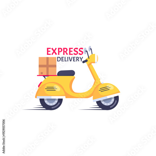 Express Delivery Scooter with Package Box Illustration