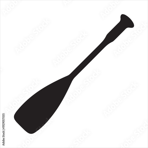 Isolated black silhouette of a kayaking paddle on a white background image