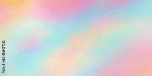 A bright abstract watercolor background featuring a seamless rainbow gradient spectrum and geometric vector shapes with a blurred texture and copy space for a colorful art wallpaper design
