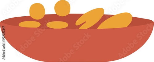 Offering plate with golden fruits flat design vector illustration
