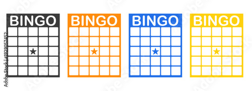 Bingo card template blank with star, luck lotto empty board game. Bingo ticket empty. Bingo icon, for numbers. 