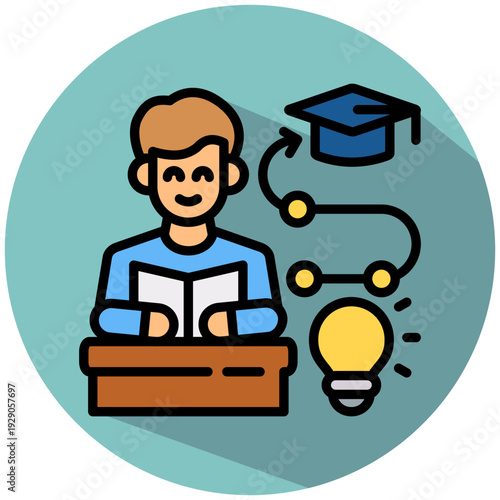 Learning Behavior isometric color illustration