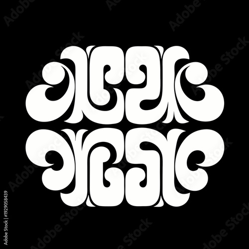 Symmetrical Neural Network Glyph with Cerebral Hemispheres and Fluid White Shapes for Artificial Intelligence and Easter Tech