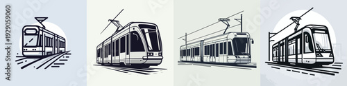 City tram line art icon. Vektor, icon, set icon, minimalist, flat, illustration