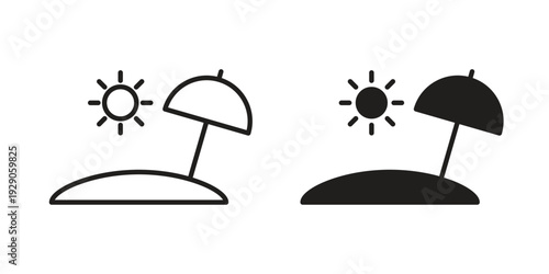 Beach icon on white background. Simple vector illustration for graphic and web design