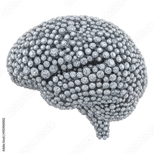 A detailed 3d illustration of the human brain with a textured surface design isolated on transparent background