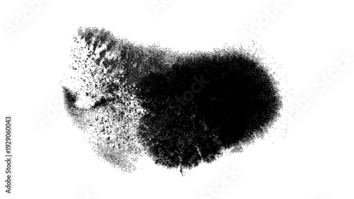 Abstract halftone ink blob, grunge art. Black paint stroke texture. Wallpaper design. Hand drawn watercolor isolated vector illustration
