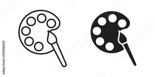 Brush and Palette icon on white background. Simple vector illustration for graphic and web design
