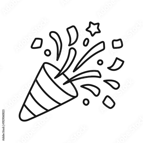 Exploding popper icon in outline stroke flat style. Party poppers vector illustration on isolated background. Firecracker and serpentine sign business concept.