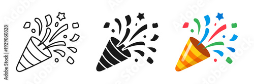 Exploding popper icon set collection in flat style. Party poppers vector illustration on isolated background. Firecracker and serpentine sign business concept.