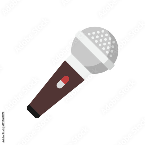Microphone icon in flat style. Karaoke equipment vector illustration on isolated background. Podcast sign business concept.