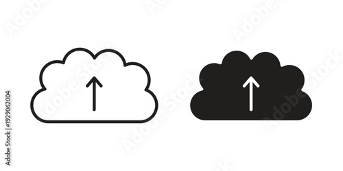 Cloud upload icon on white background. Simple vector illustration for graphic and web design