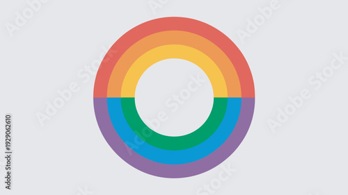 A vibrant rainbow colored circle on a plain gray background symbolizing diversity and inclusivity