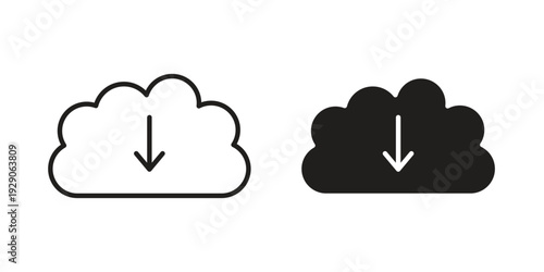 Download from Cloud icon on white background. Simple vector illustration for graphic and web design