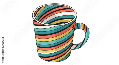Vibrant colorful striped mug for creative workspace inspiration