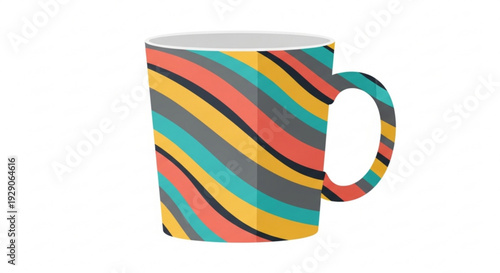 Vibrant colorful striped coffee mug for modern home office