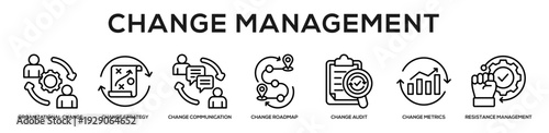 Change Management web banner icon illustration concept