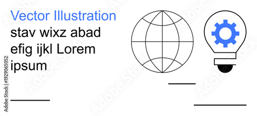 Innovation, global connectivity, technology, creativity, problem-solving, education. ion of a globe and a lightbulb with a gear icon. Innovation and global connectivity concept