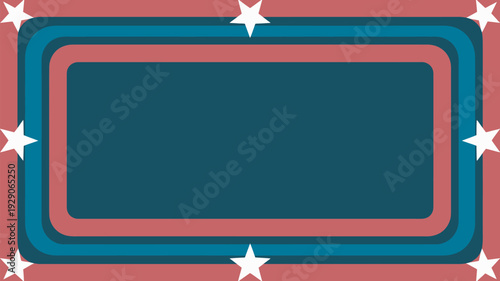 A patriotic red, white, and blue background with stars and a blank rectangle for text or design