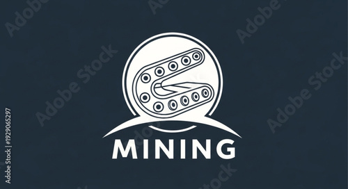 Mining industry logo depicting a mechanical component within a circular design, representing extraction.