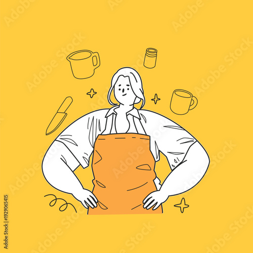 Vector flat illustration a chef cooking in the kitchen
