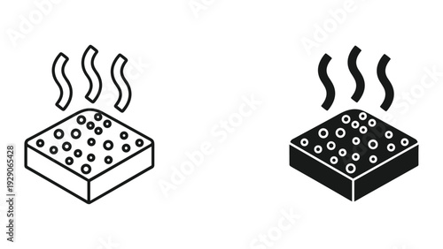 Steaming hot pizza slices in black and white illustrations