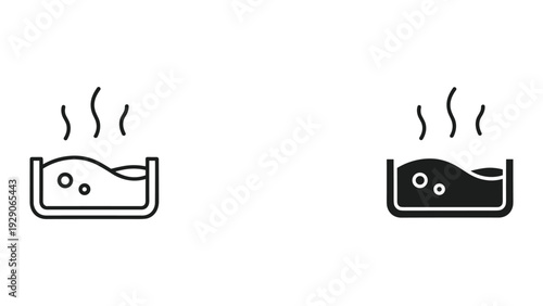 Simple steaming bowl icons in black and white for food or meal concepts