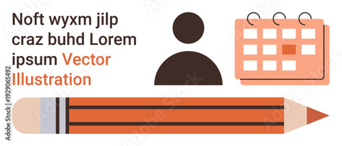 Time management, organization, teamwork, education, creativity, planning. A user icon, calendar and pencil design. Time management and organization in focus for efficient planning