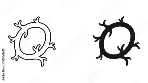 Modern abstract letter Q designs in black and white