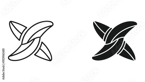 Modern minimalist knot design elements in black and white