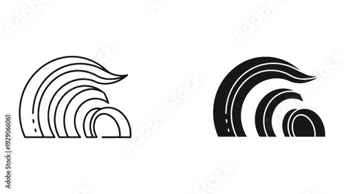 Modern wave design elements in black and white for creative projects