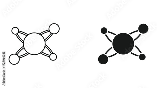 Modern network and connection symbols in black and white