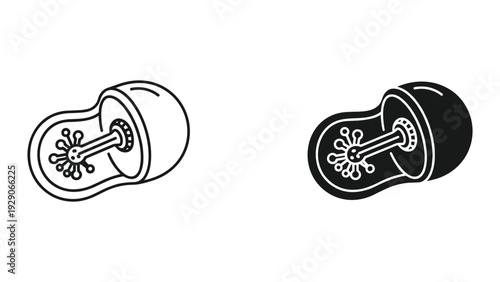 Virus cells on dumbbell weights for fitness and health concept