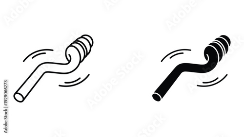 Dynamic pipe twisting with motion lines in black and white