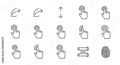 Computer mouse cursor hand symbols for navigation and interaction illustration