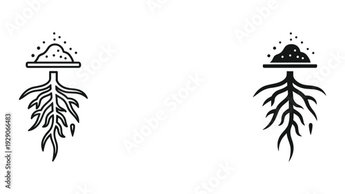 Mushroom root icons in modern minimalist design