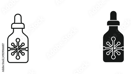 Modern medicine bottle icons with snowflake design for health and science