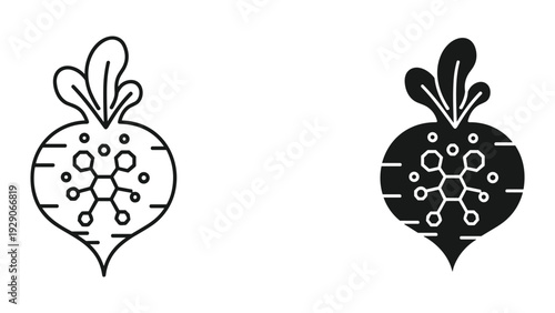 Turnip icon in black and white outline style
