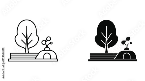 Modern tree and robot graphic illustration